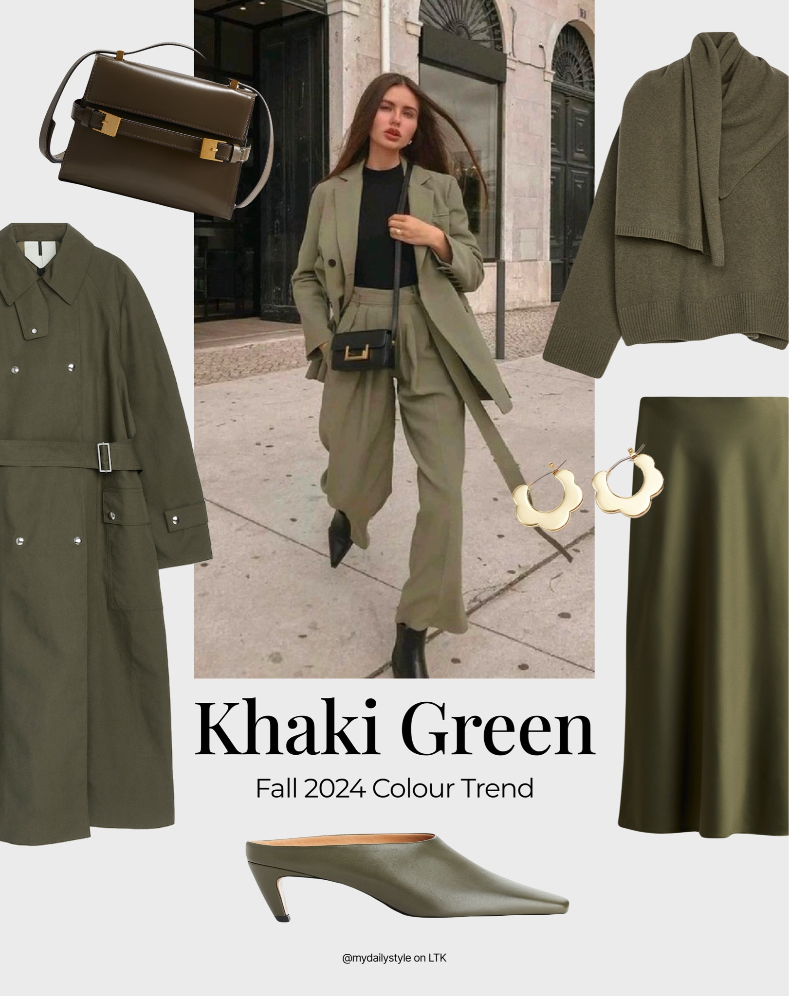 Khaki green in all its shades is definitely the color of the season. Mix it with burgundy, grey, animal print or go for a monochrome look! See my khaki green pieces selection from different brands to add your fall looks. 

Check out my profile for more styling ideas.

Tags: khaki green, olive green , fashion trends 2024, fall style, pre-fall, autumn style, fall outfit, autumn outfit, fall fashion, autumn fashion, easy styling, simple everyday look, chic & basic outfit, Parisian look, casual outfit, capsule wardrobe, office look, brunch style, high street. 

#LTKautumn #LTKbag #LTKstyletip