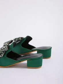 Rhinestone & Bow Decor Point Toe Chunky Heeled Satin Mule Pumps
   SKU: sx2208117112782858      
... | SHEIN