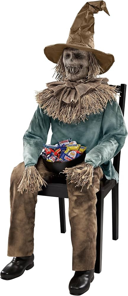 Spirit Halloween 4 Ft 6 In Scary Sitting Scarecrow Animatronic, Multicolor | Amazon (US)