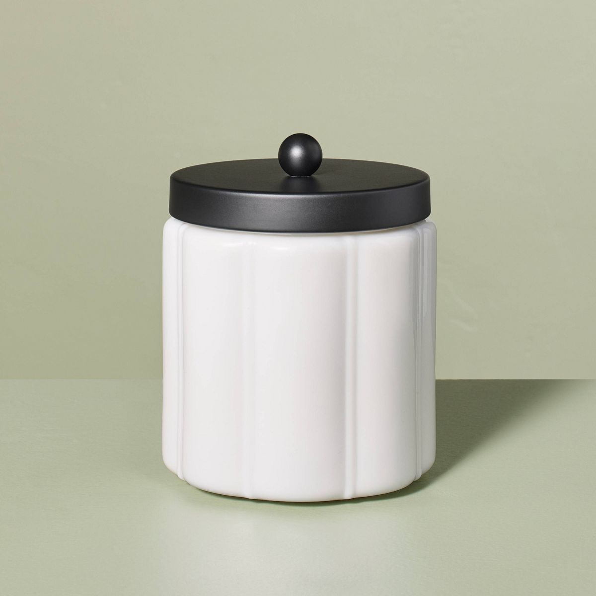Small Milk Glass Bath Canister with Metal Lid Black Finish - Hearth & Hand™ with Magnolia | Target