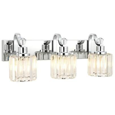Modern 3-6 Light LED Crystal Bathroom Vanity Lights With Chrome Finish, Over-Mirror Wall Fixture For Stylish Bathroom Lighting | SHEIN