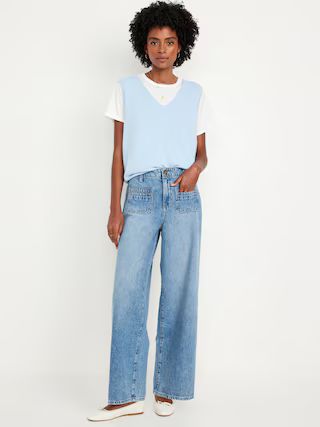 Mid-Rise Baggy Wide-Leg Trouser Jeans | Old Navy (US)