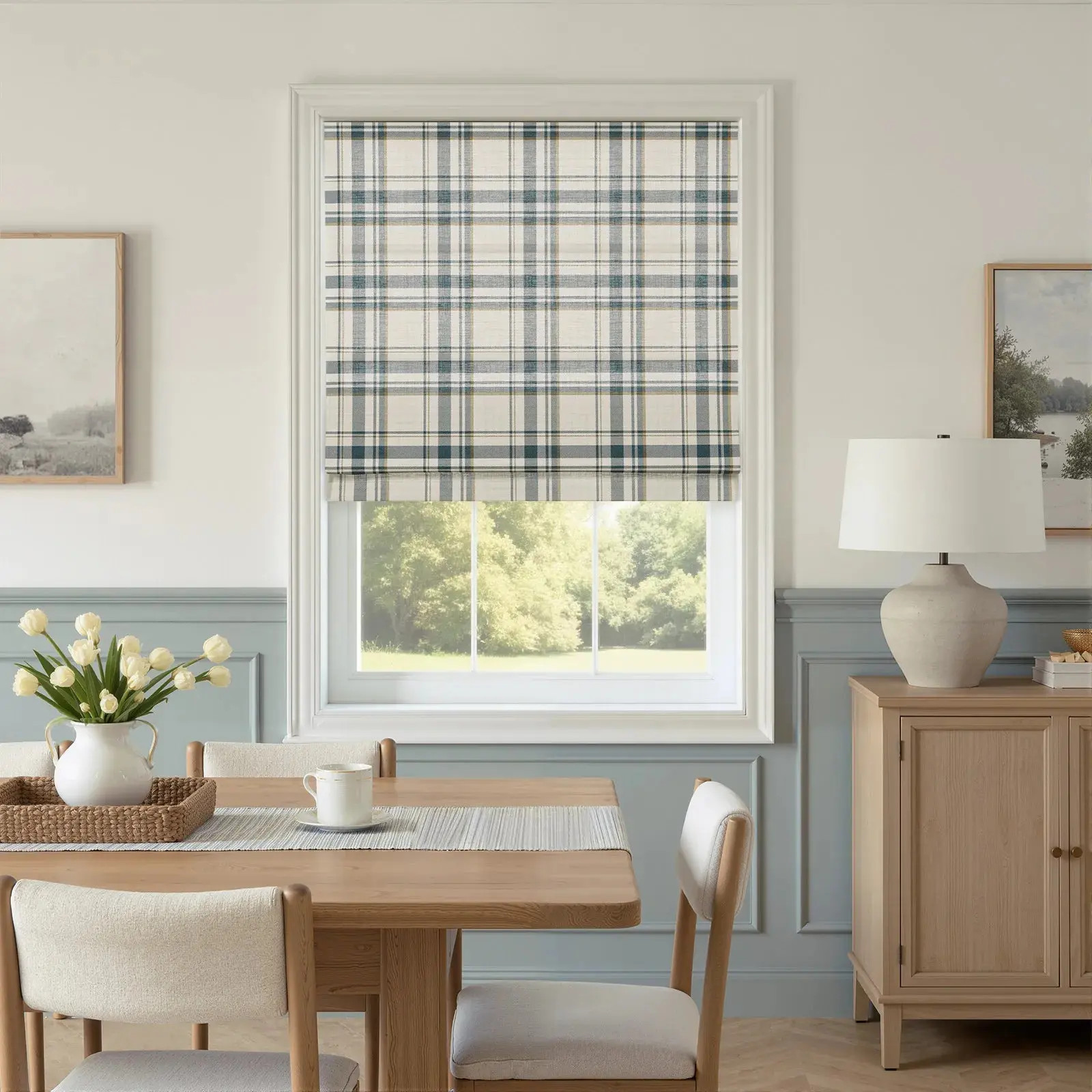Kim Morrow Print Cotton Roman Shade Cordless | TWOPAGES