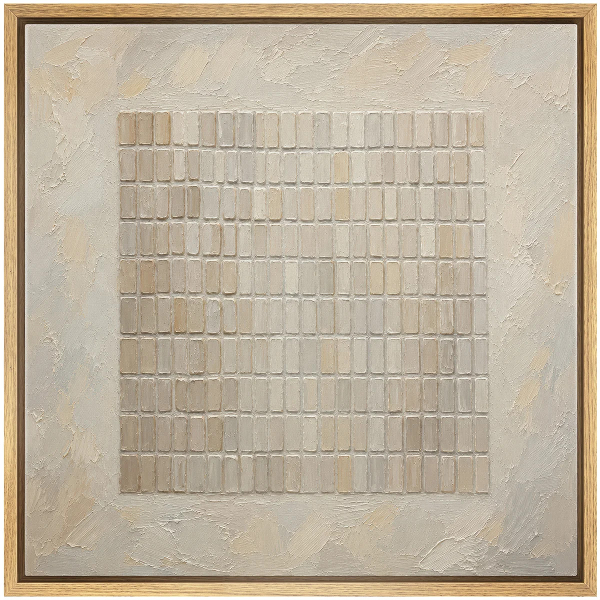 Neutral Beige Minimal Ceramic Tile Grid Abstract Geometric Composition Framed Canvas Master Bedro... | Wayfair North America