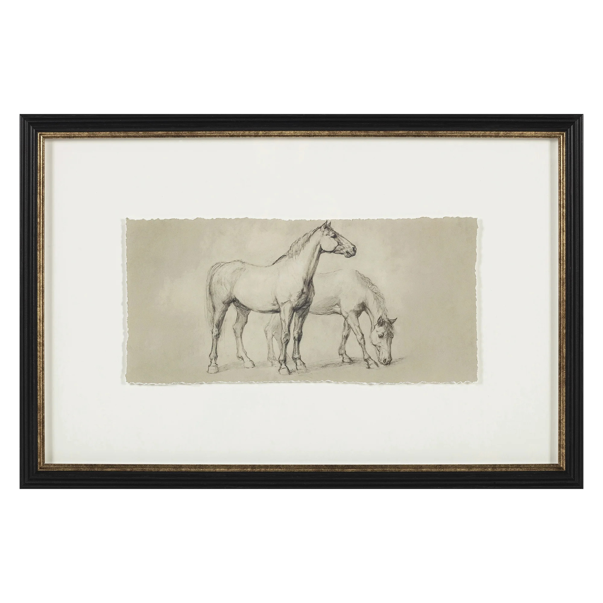 My Texas House Pair Horses Pencil Framed Art 24x16 | Walmart (US)