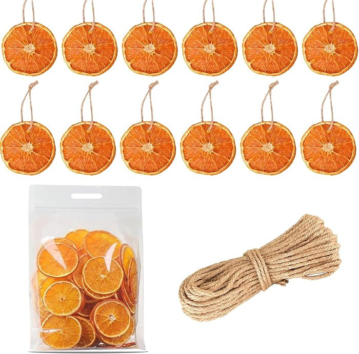 30 Pcs Dried Orange Slices, with 30Pcs Hemp Rope, Christmas Wreath Making Supplies for X-mas Tree... | Amazon (US)