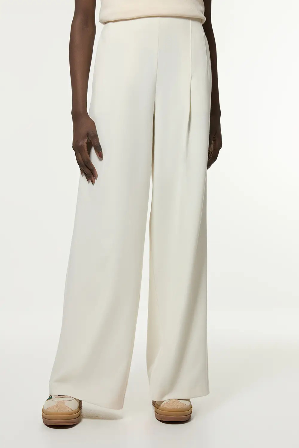 Compact Stretch Essential Wide Leg Tailored Trouser | Karen Millen UK + IE + DE + NL