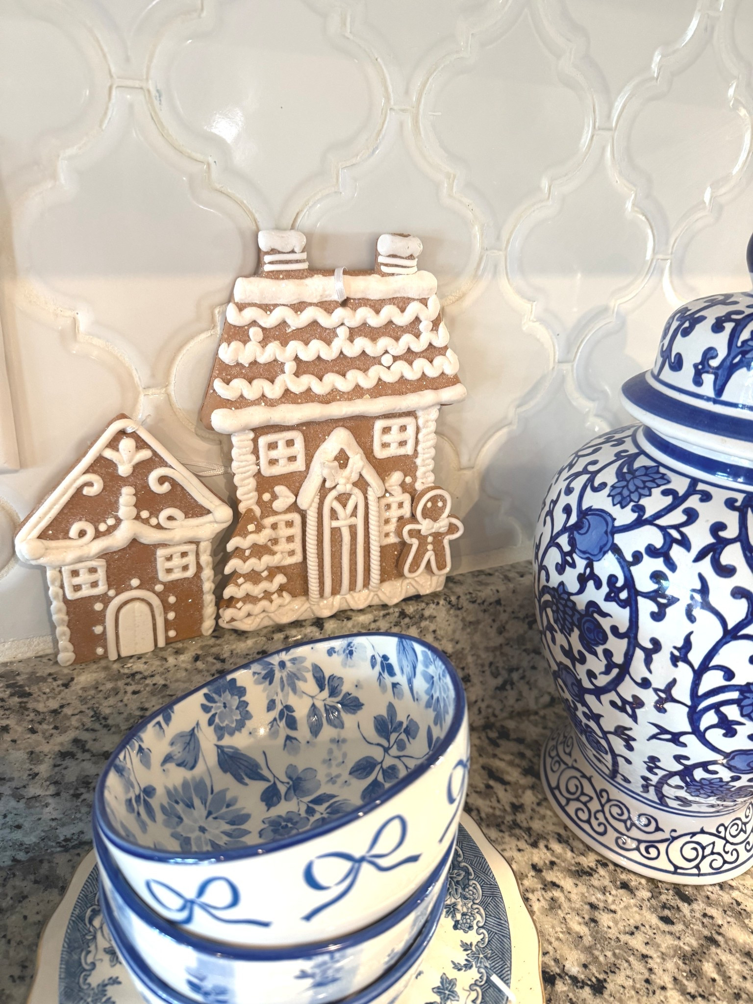 Gingerbread houses and Christmas home decor! Blue and white dishes and Walmart Christmas 

#LTKFindsUnder100 #LTKSeasonal #LTKHoliday