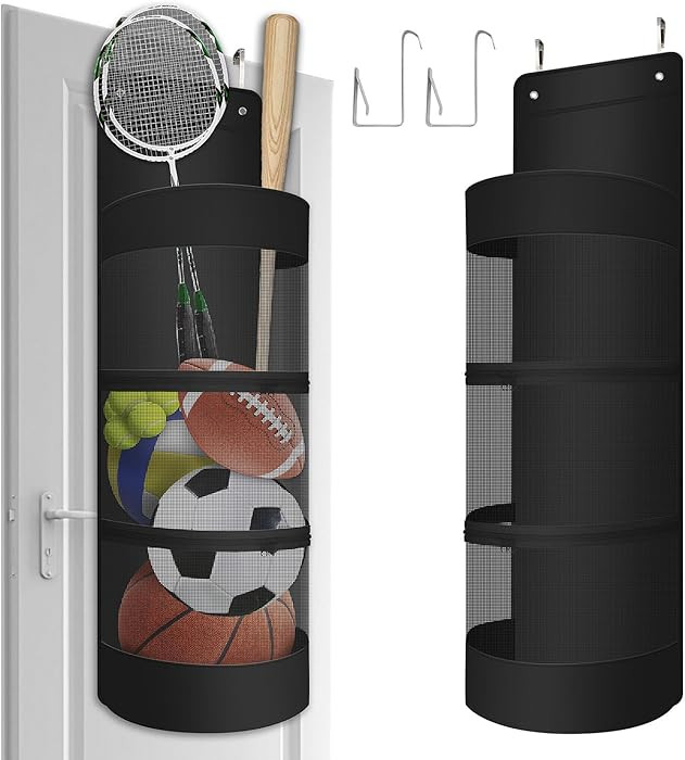Boczif Hanging Organizer, Over The Door Hanging Sports Equipment and Ball Storage, Garage Sports ... | Amazon (US)