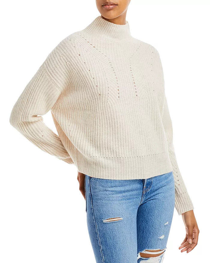 Novelty Stitch Cashmere Mock Neck Sweater - 100% Exclusive | Bloomingdale's (US)