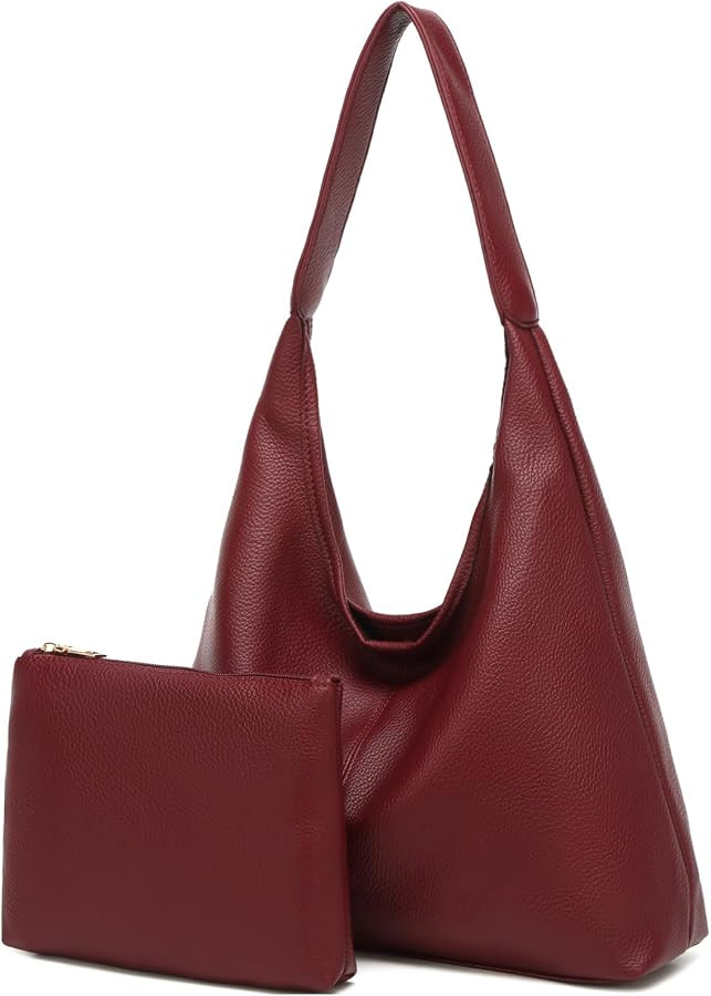 Casual Hobo Bag for Women Soft Shoulder Bags Slouchy Pu Leather Tote Purses for Work Travel | Amazon (US)
