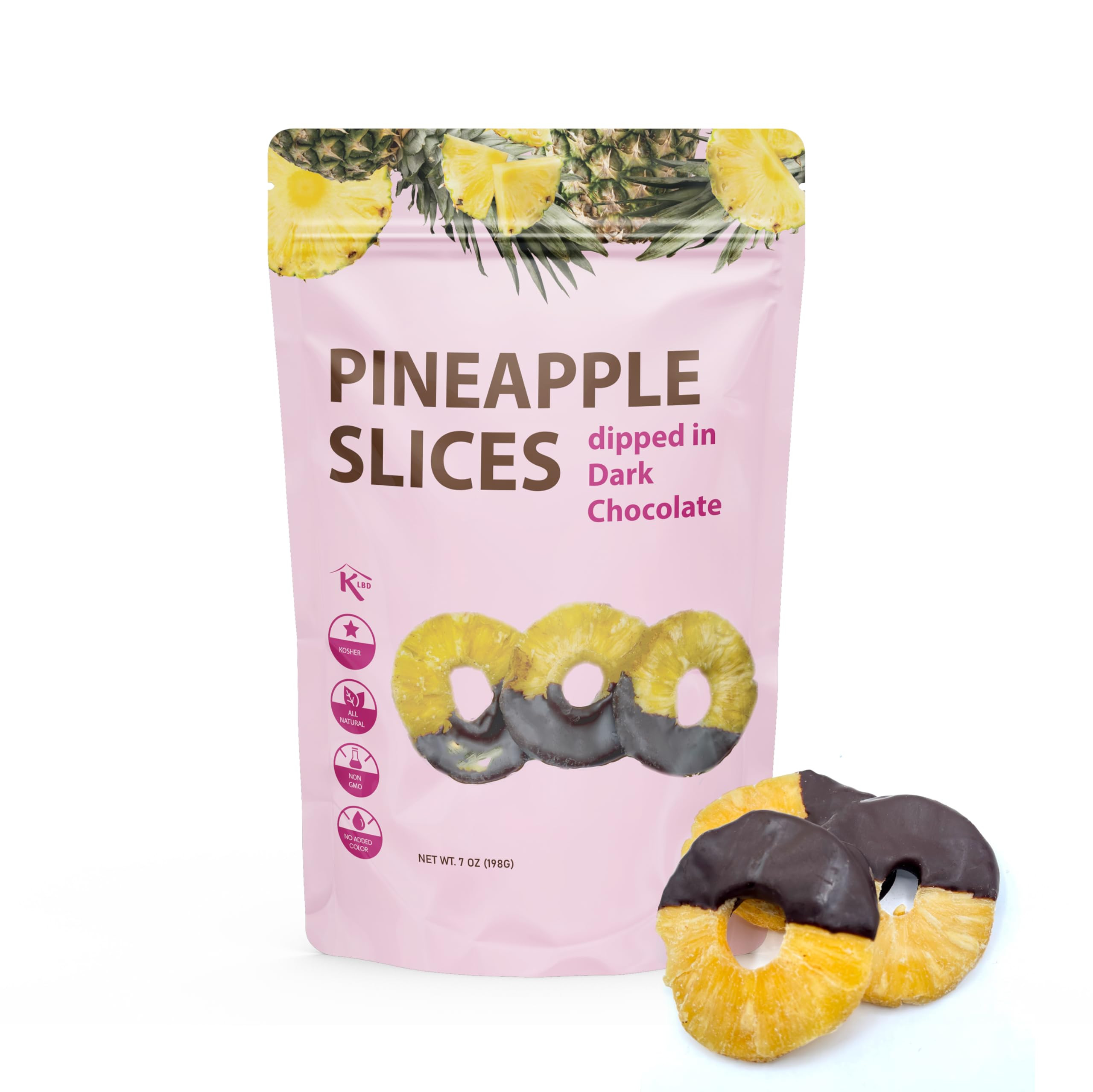 Premium All Natural Real Rich Dark Chocolate Dipped Tropical Pineapple Dried Fruit Slices 7oz Non... | Amazon (US)
