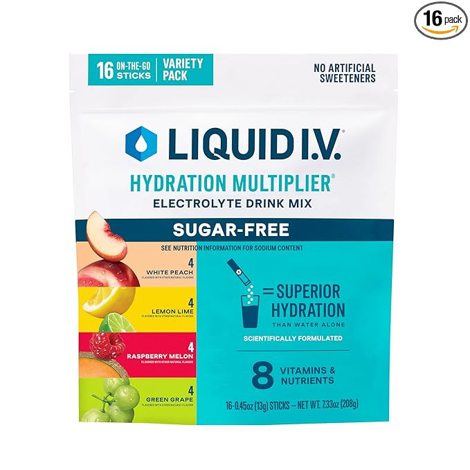 Liquid I.V.® Hydration Multiplier Sugar-Free Variety Pack - Raspberry Melon, Lemon Lime, White P... | Amazon (US)