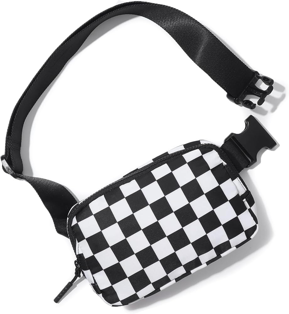 Checkered Belt Bag for Women Men, Everywhere Fanny Pack Crossbody Bags with Adjustable Strap, Uni... | Amazon (US)