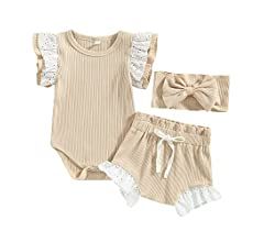 Newborn Baby Girl Summer Clothes Sleeveless Romper Floral Bloomers Shorts with Headband 3Pcs Boho... | Amazon (US)