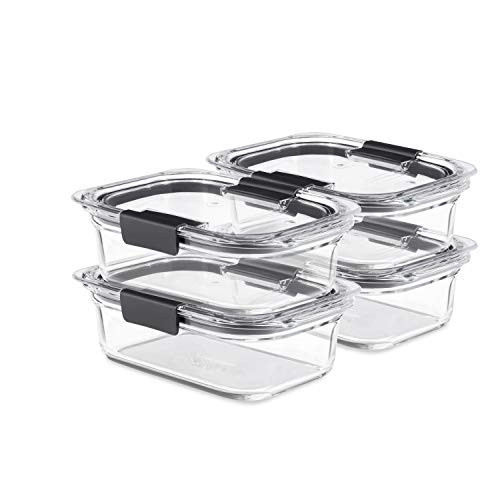 Rubbermaid Brilliance Glass Food Storage Containers, 3.2 Cup, Set of 4, BPA-Free, Leak-Proof, Clear | Amazon (US)