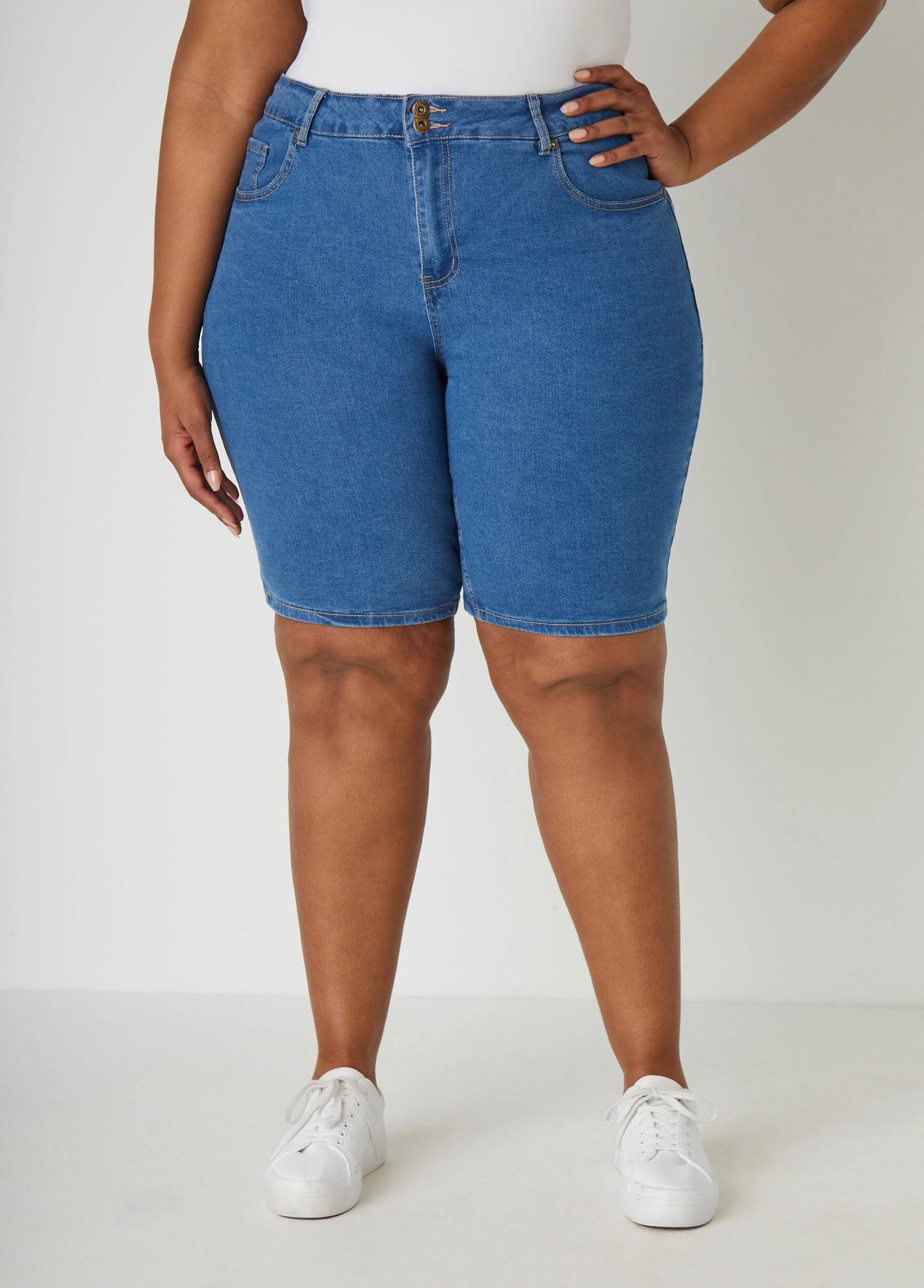 Plus Size Jean Shorts Plus Size Mid Rise Denim Shorts | Ashley Stewart
