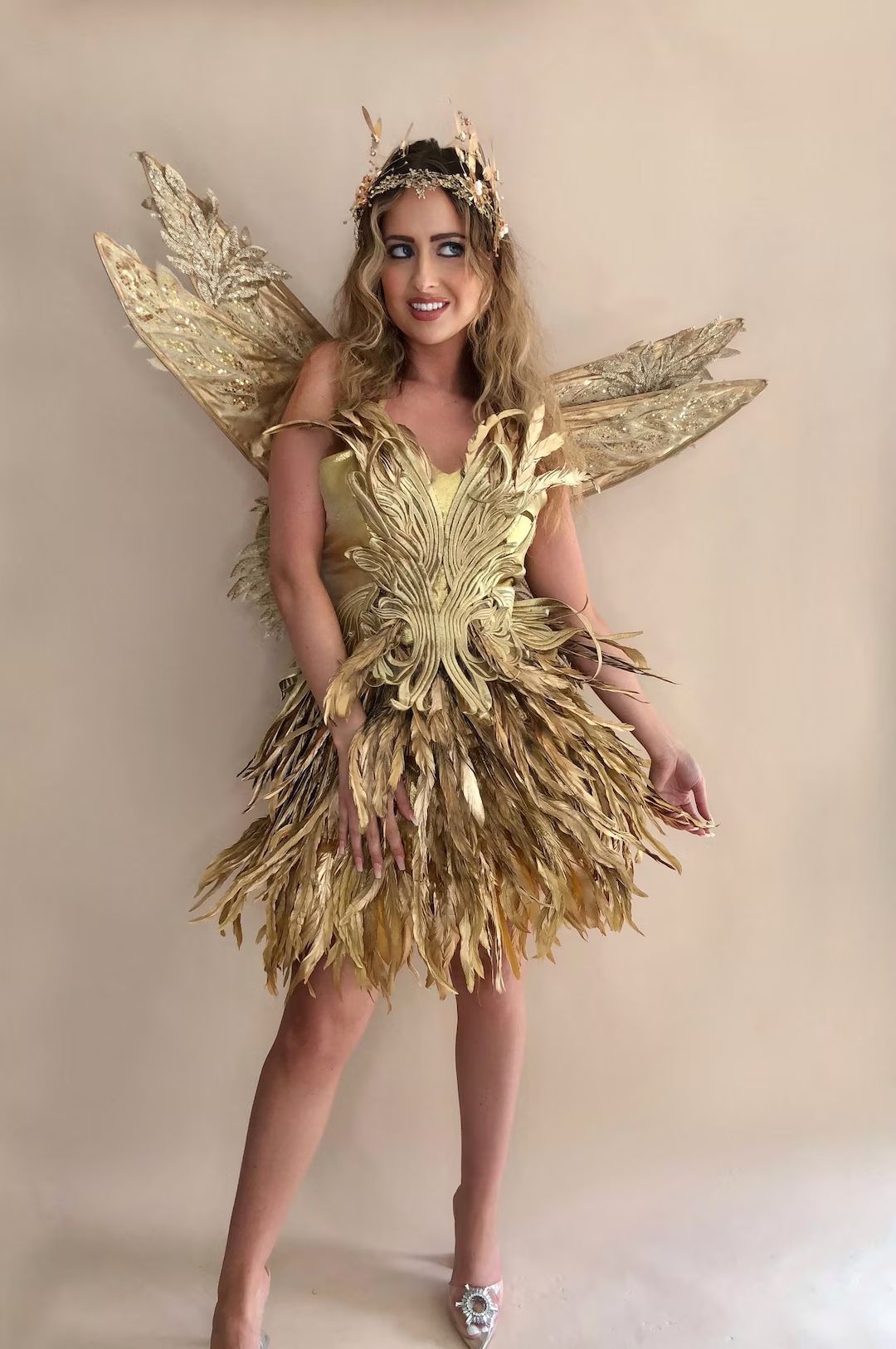 Gold Feather Forest Fairy Costume - Etsy | Etsy (US)