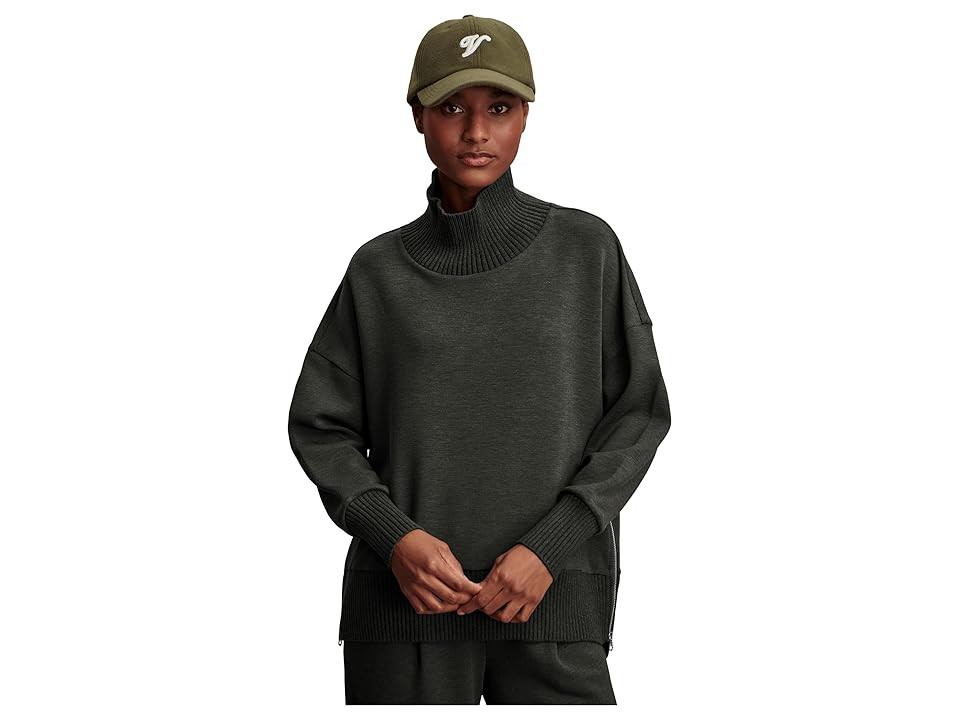 Varley Barker High Neck Sweat Women's Sweater Olive Marl : XL, Jersey/Polyester/Viscose | Zappos