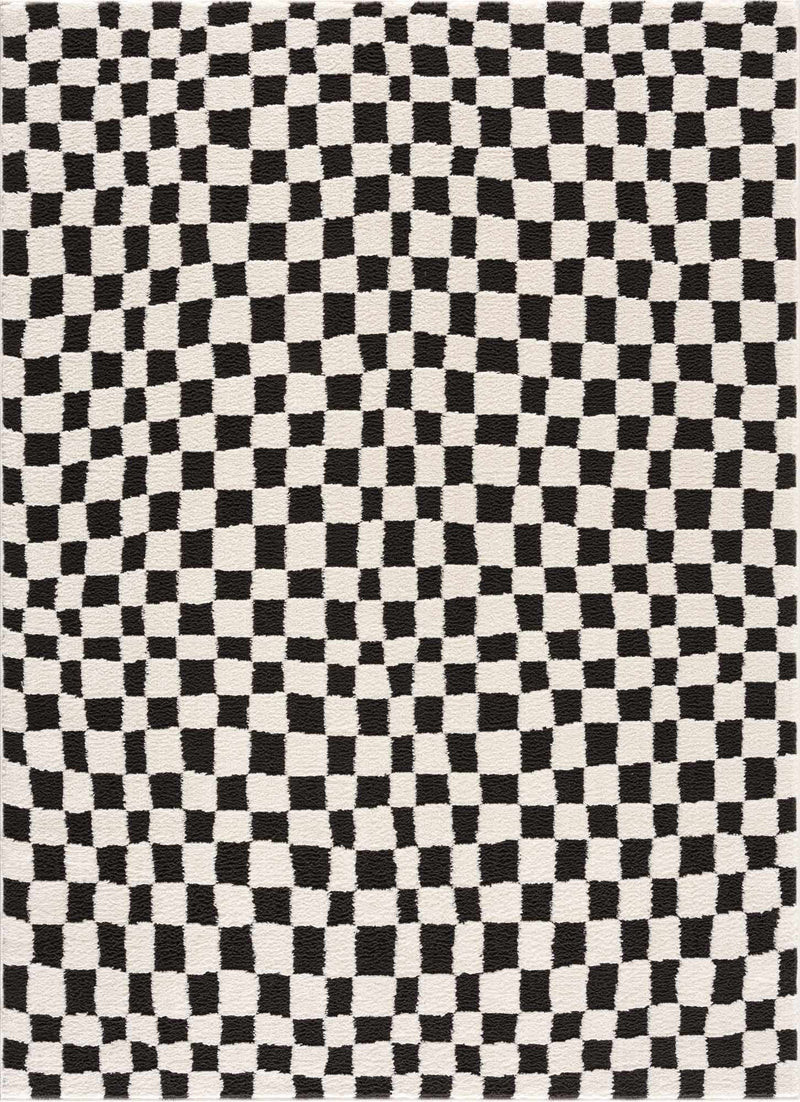 Lajos Black & White Checkered Plush Rug | Boutique Rugs