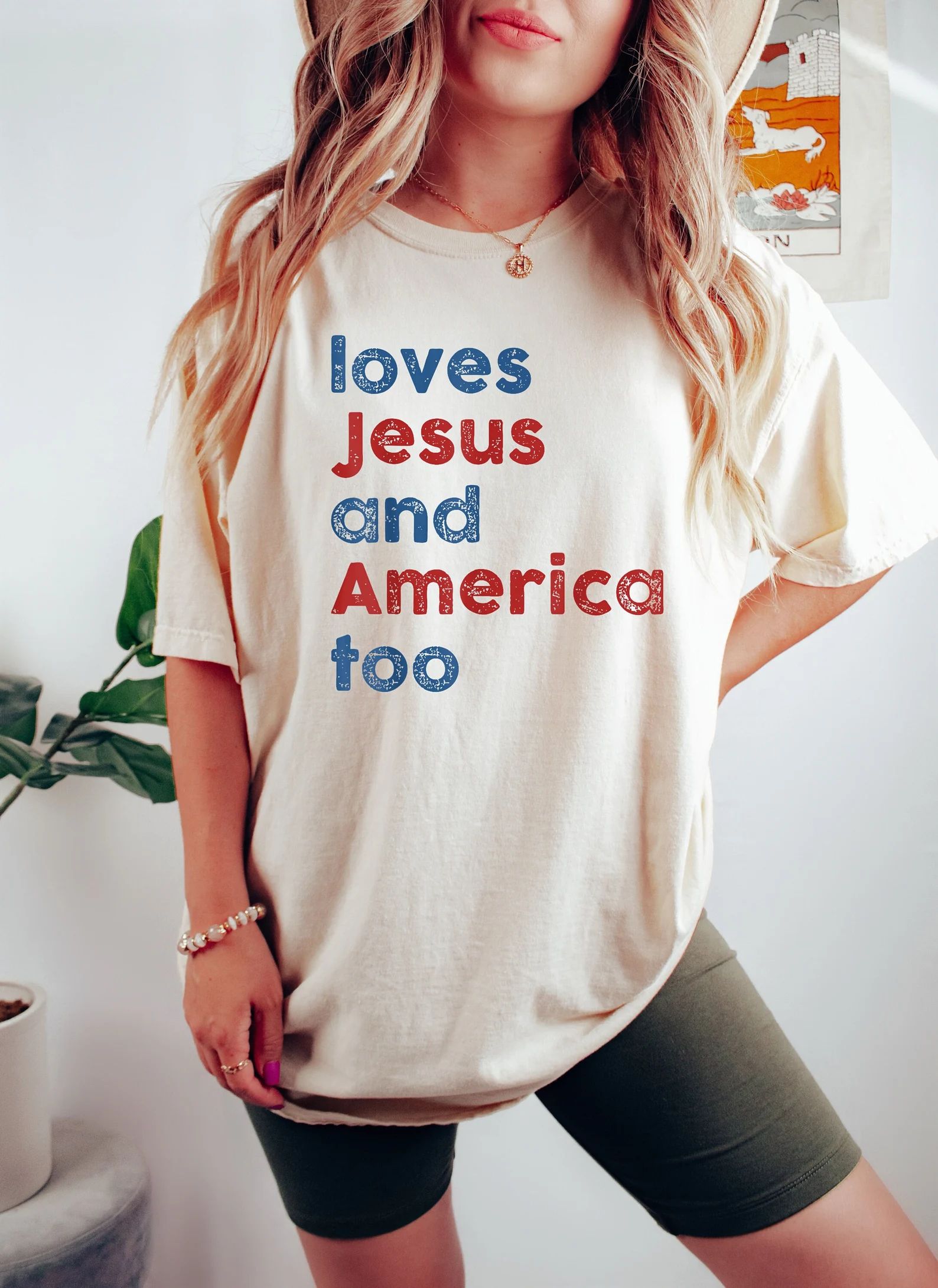 Loves Jesus and America Too Shirt, Patriotic Christian Shirt, Independence Day Gift, USA Shirt, R... | Etsy (US)
