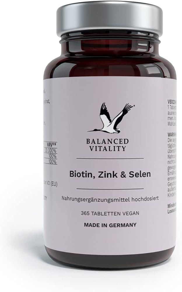 Balanced Vitality Biotin, Zink & Selen – deine Haar-Vitamine im Jahresvorrat – ohne Zusatzsto... | Amazon (DE)