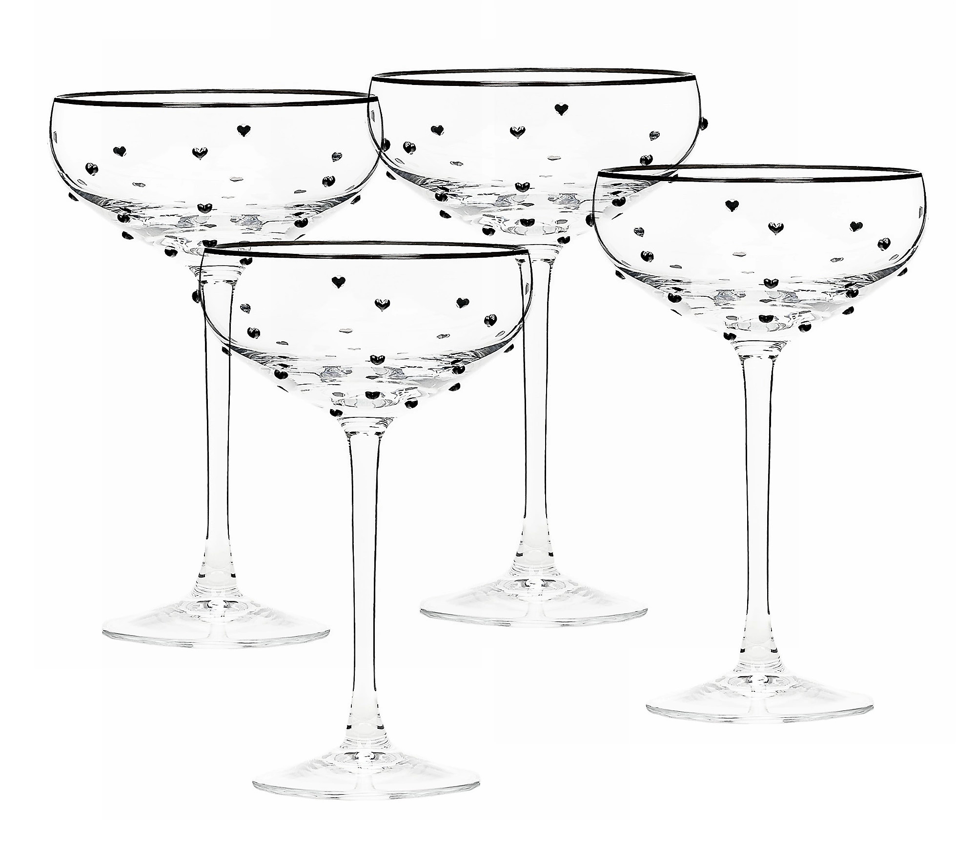 10 Strawberry Street Set of 4 Heart Champagne C oupe Glasses | QVC