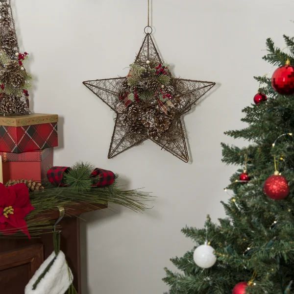 Rustic Christmas Star Decor with Pinecones | Wayfair North America