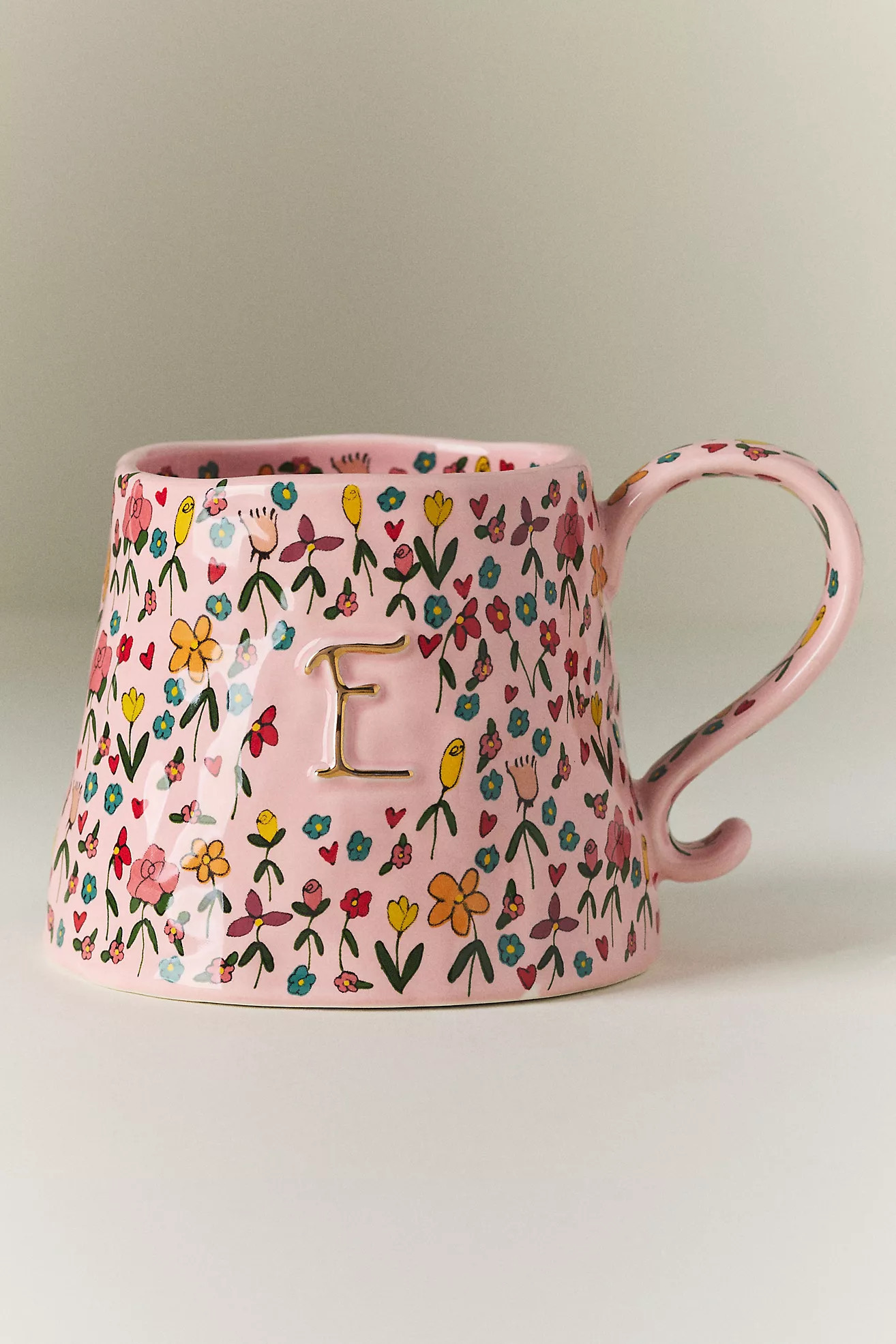 The Mud Fairy Stoneware 24k Gold Accent Monogram Mug | Anthropologie (US)