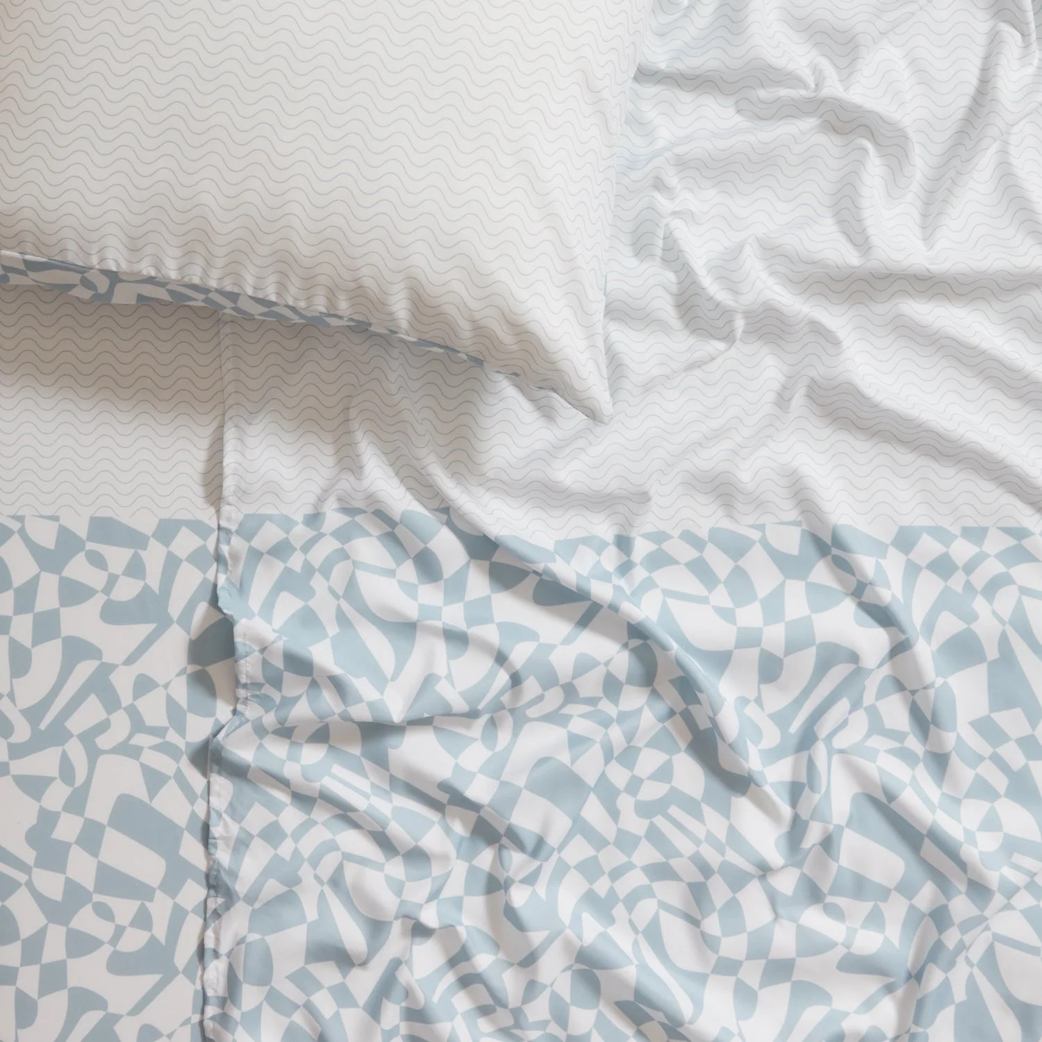 Dormify Wavy Geo Reversible Sheet Set, Blue & White, Twin/Twin XL, Dorm & College Essentials | Walmart (US)