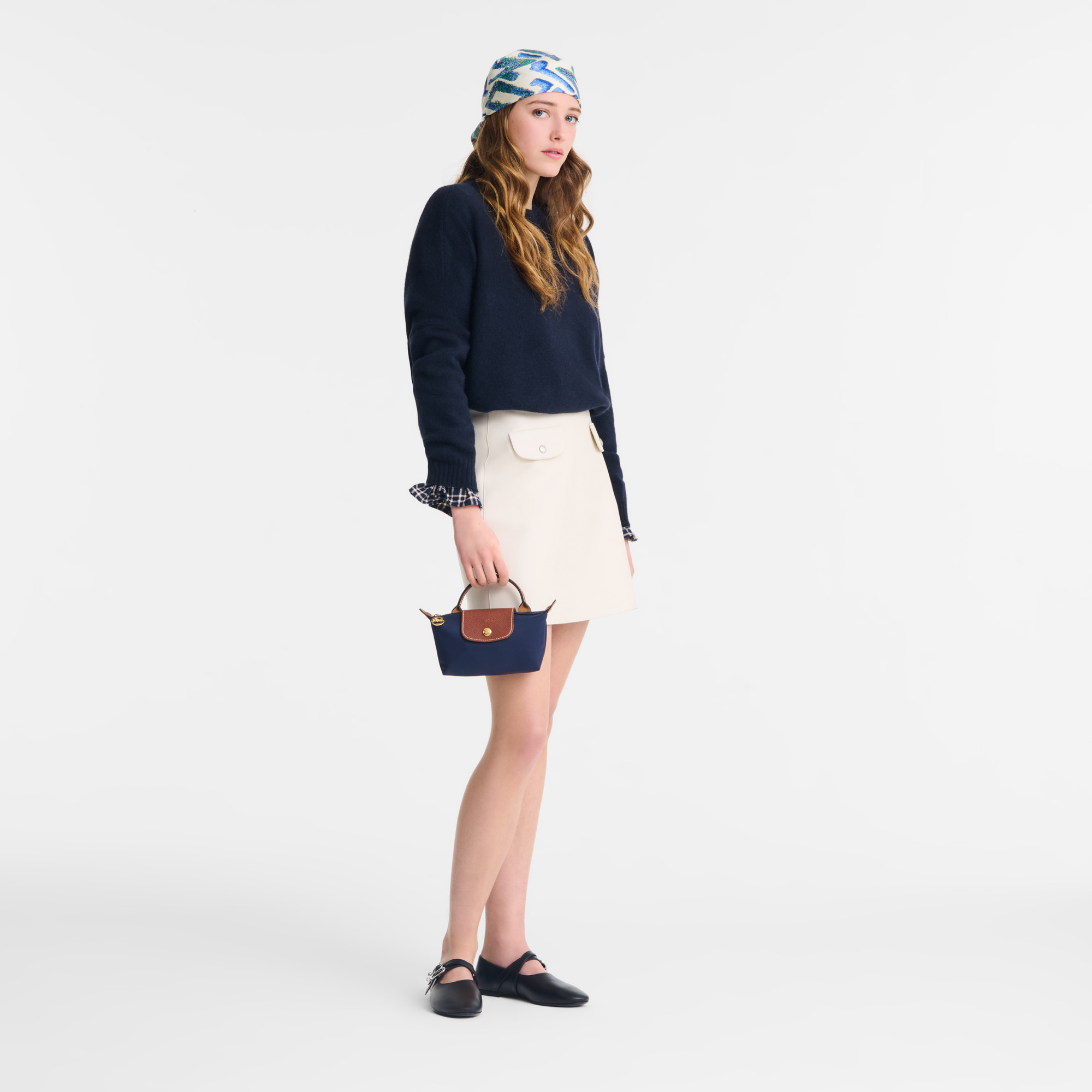 Le Pliage Original Pouch with handle Navy - Recycled canvas | Longchamp US | Longchamp