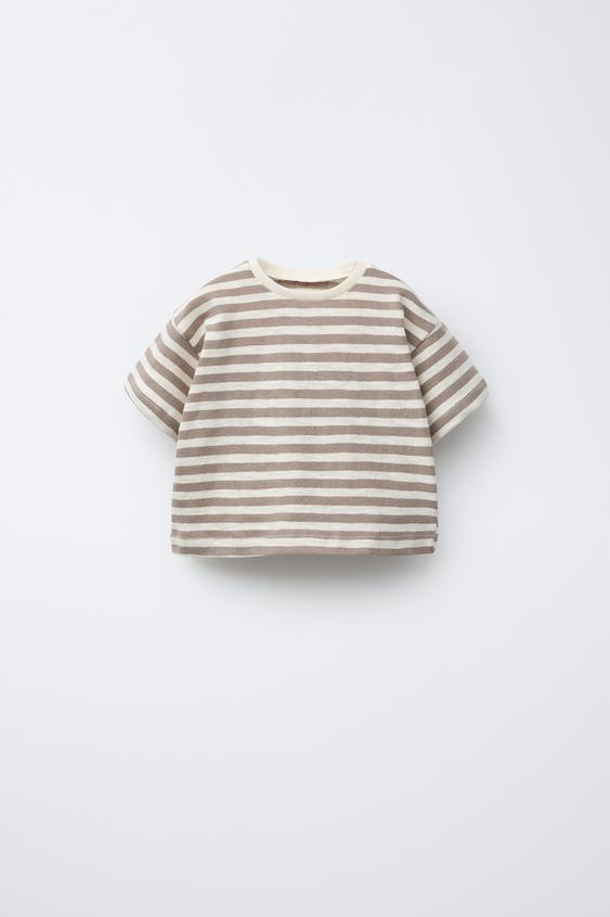 RUSTIC WOVEN STRIPE T-SHIRT | Zara US