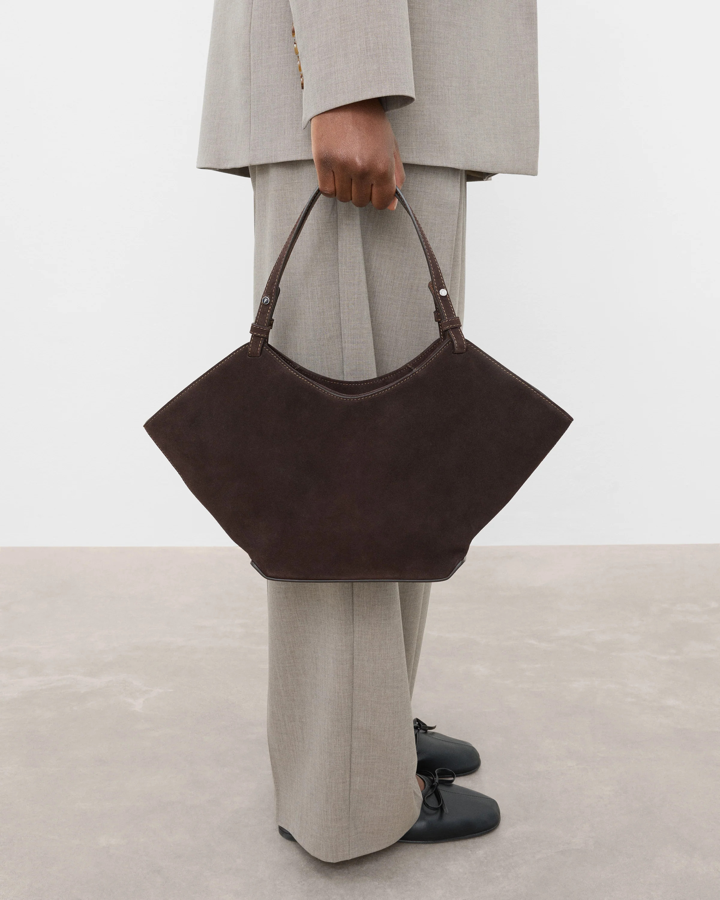 Dilba Mini Tote Bag Suede Chocolate Bag | Flattered