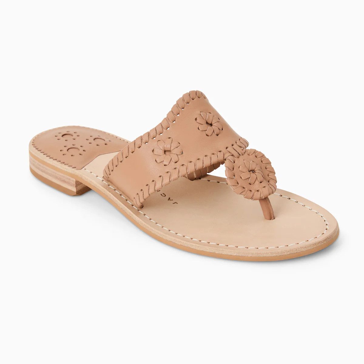 Jack Rogers Jacks Flat Sandal in Café au Lait – Women's Leather Thong Sandals | Jack Rogers