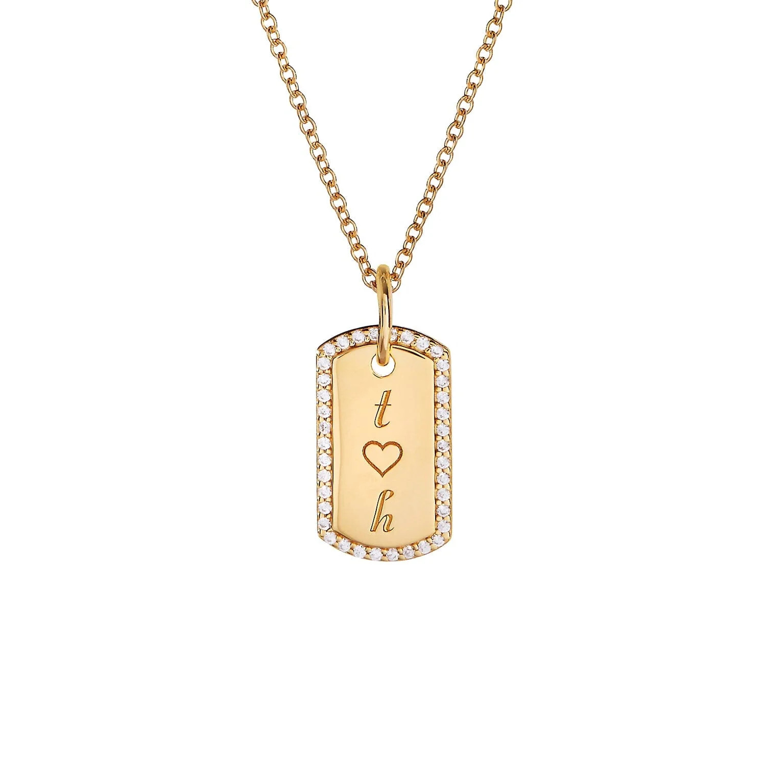 Pavé Small Dog Tag Necklace | Tiny Tags (US)