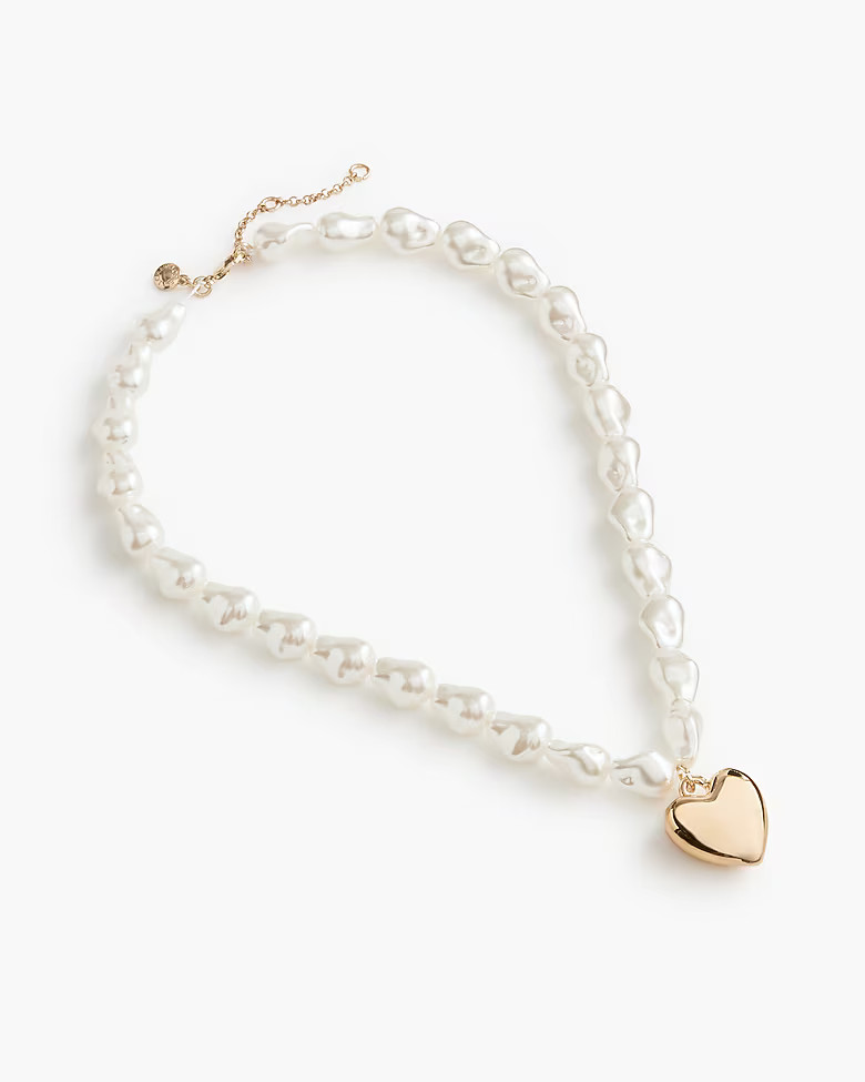 Pearl heart pendant necklace | J.Crew Factory