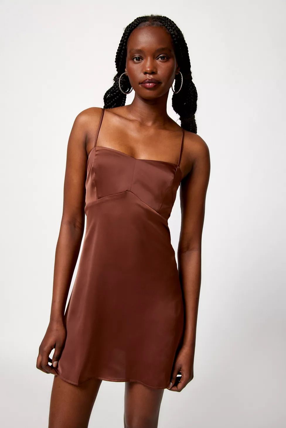 UO Bella Bow-Back Satin Mini Dress | Urban Outfitters (US and RoW)