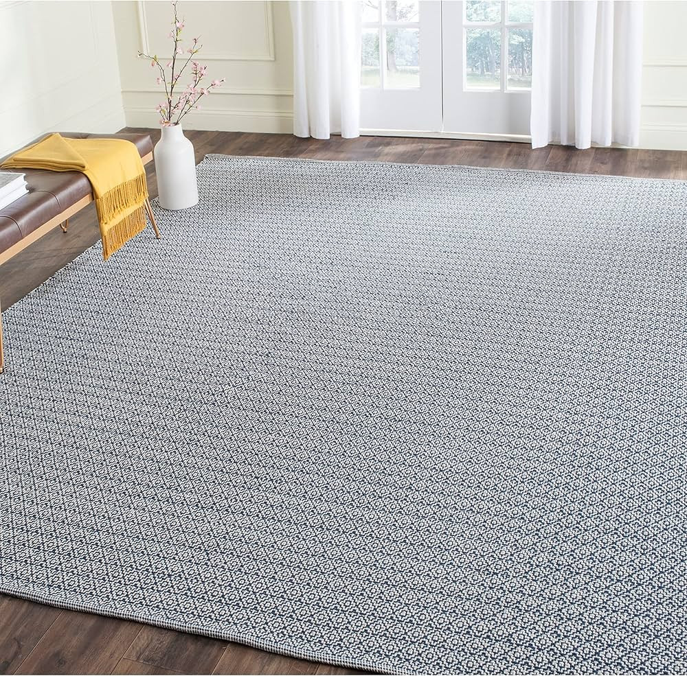 SAFAVIEH Montauk Collection Area Rug - 9' x 12', Ivory & Navy, Handmade Cotton, Ideal for High Tr... | Amazon (US)