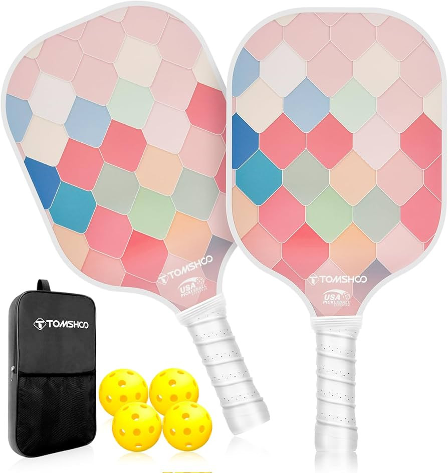 TOMSHOO Pickleball Paddles Set, USAPA Approved Lightweight Fiberglass Pickleball Set with 4 Pickl... | Amazon (US)