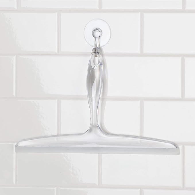 iDesign Plastic Bath Squeegee for Glass with Suction Hook Holder – 12", Clear | Amazon (US)