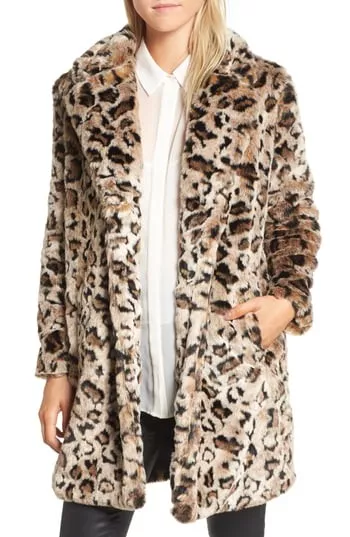 Bb dakota bradshaw leopard faux fur coat sale