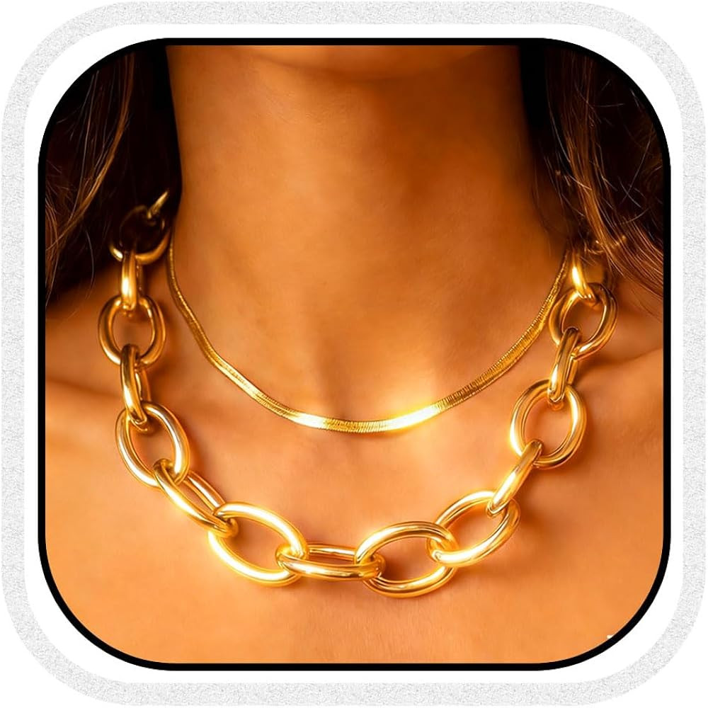 CLOACE Boho Choker Necklace Gold Cuban Link Necklaces Chain Fashion Jewelry for Women and Girls | Amazon (US)