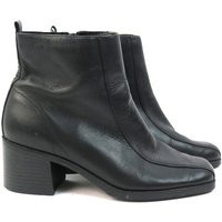 Vintage 00S Black Leather Boots Ankle Booties Back Zipper With Chunky Heels/Women's Size 8 8.5 | Etsy (US)