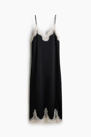 H & M - Lace-Trimmed Slip Dress - Black | H&M (US + CA)