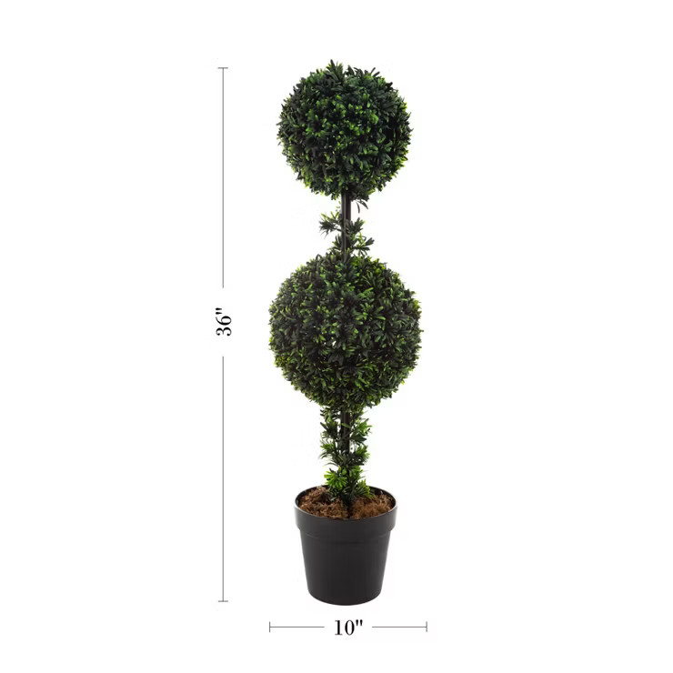Nature Spring Home Decor Double Ball Artificial Podocarpus Topiary in Sturdy Pot - 36-in | Target