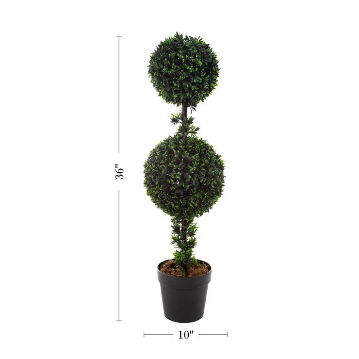 Nature Spring Home Decor Double Ball Artificial Podocarpus Topiary in Sturdy Pot - 36-in | Target