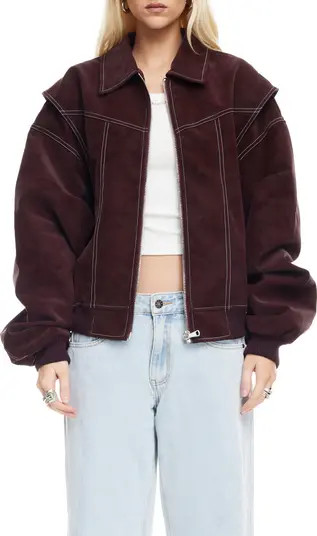 LIONESS Vista Faux Suede Bomber Jacket | Nordstrom | Nordstrom