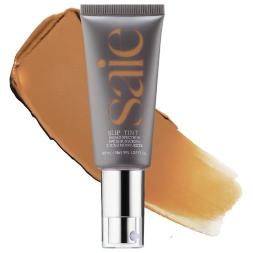 Saie Slip Tint Tinted Moisturizer with SPF 35 - Light Coverage, Glowy Skin Tint & Mineral Sunscreen for Face with Hydrating Hyaluronic Acid - Summer Makeup Essential - Shade Five + Half (1.35 oz) | Amazon (US)