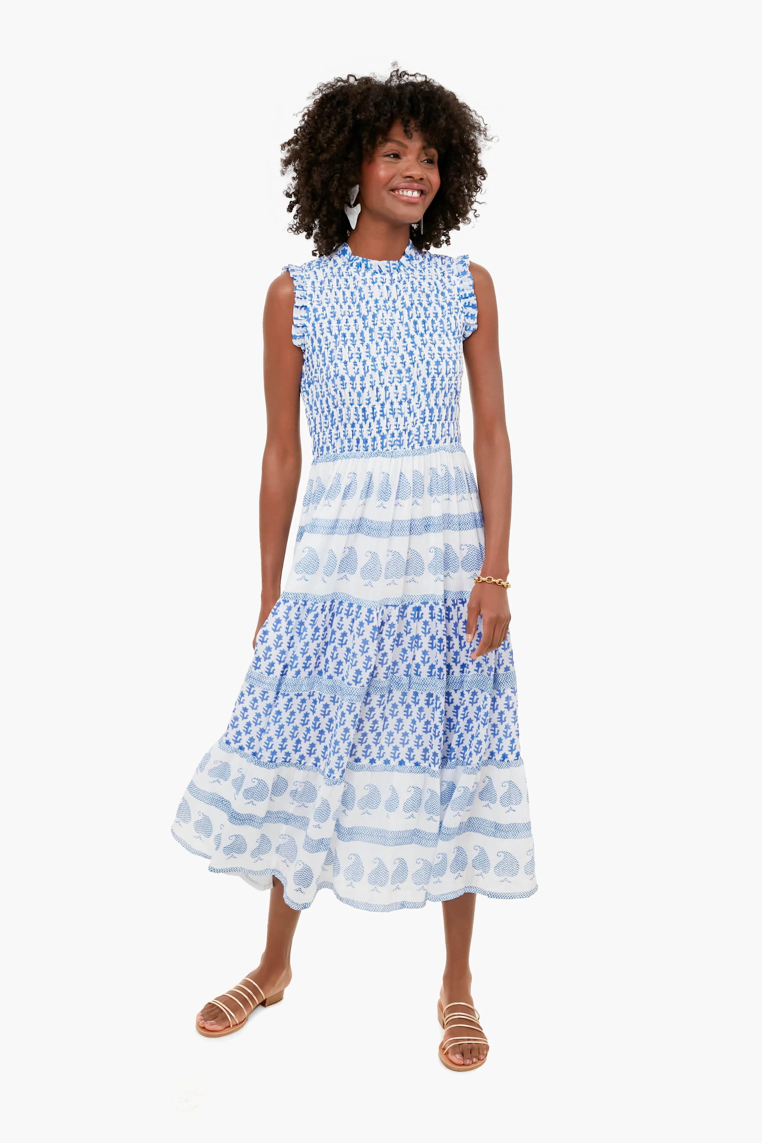 Exclusive Flora Blue Sleeveless Smocked Maxi Dress | Tuckernuck (US)