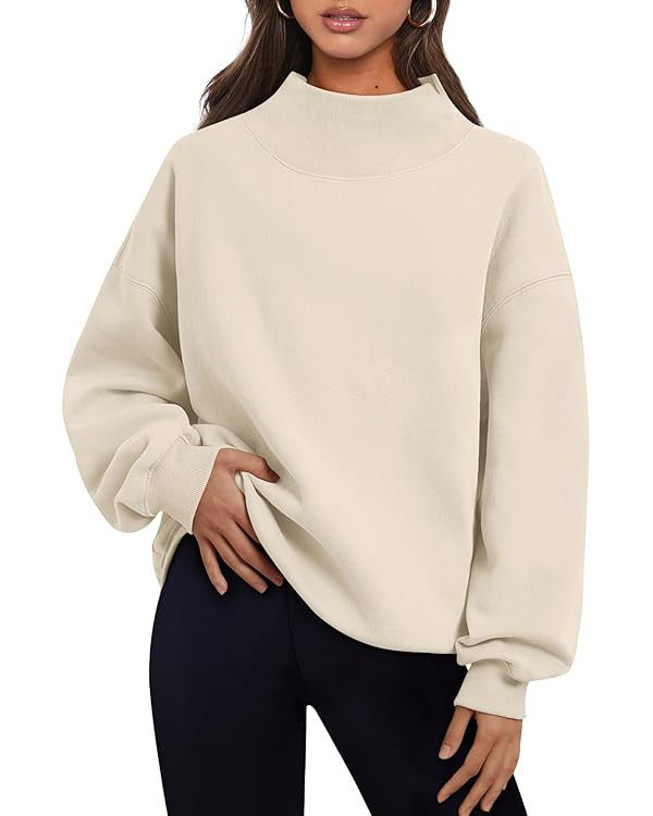 Trendy Queen Womens Oversized Sweatshirts Turtleneck Pullover Long Sleeve Hoodies Tops Fall Fashi... | Amazon (US)